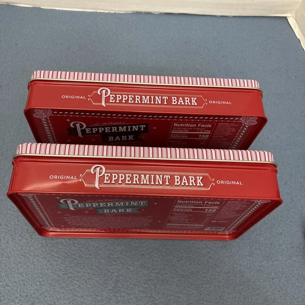 Williams Sonama Peppermint Bark 1 lb/16 oz Tins (Empty) from 2024 - Set of 2
